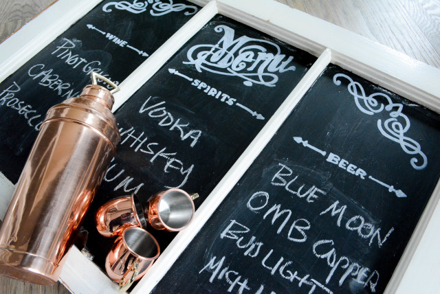 DIY chalkboard stecil bar menu